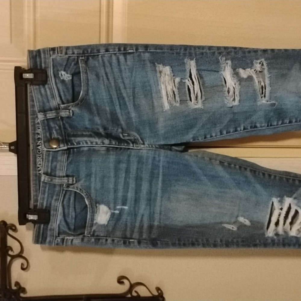 American Eagle Super Stretch X Hi-Rise Distressed Skinny Jeans 6 Short - Picture 2 of 8